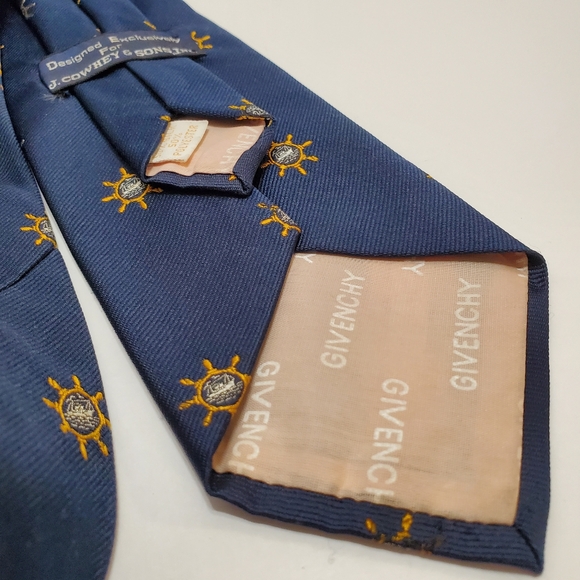 Givenchy Necktie Blue Geometric Repp Neck Tie Repp Fabric Nautical Theme - Picture 4 of 5